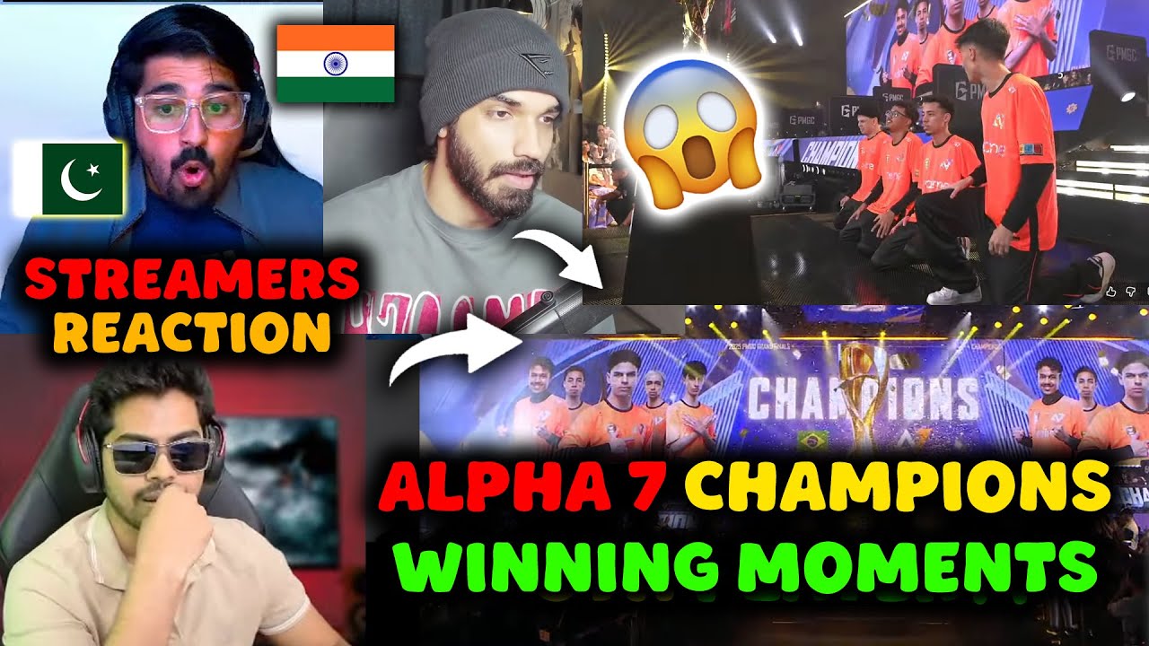 😱 ALL STREAMERS REACT TO WINNING MOMENT 🔥 ALPHA 7 PMGC 2025 CHAMPIONS