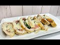 Receta fácil y deliciosa de medallones  de pollo relleno de jamón , queso y espinaca