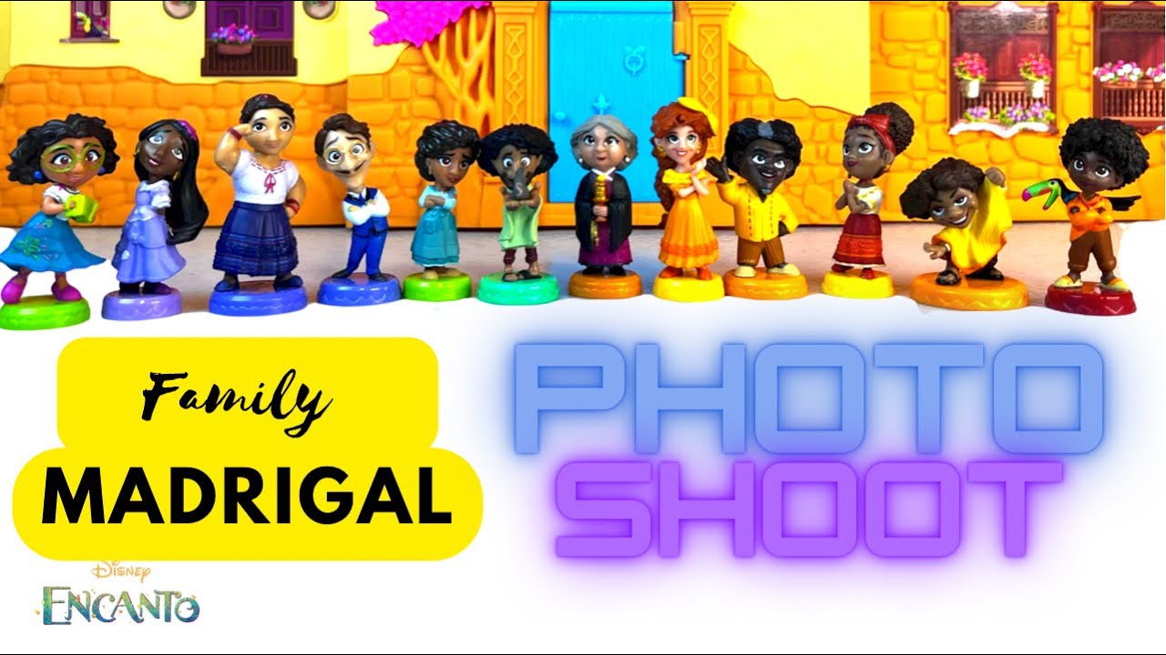 Disney Encanto Toys.  Meet the Madrigal family.  Mirabel, Luisa, Isabel, Bruno.  Casa Madrigal