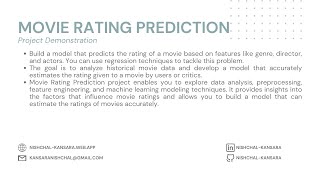 Movie Rating Prediction | Data Science | Project | Demonstration