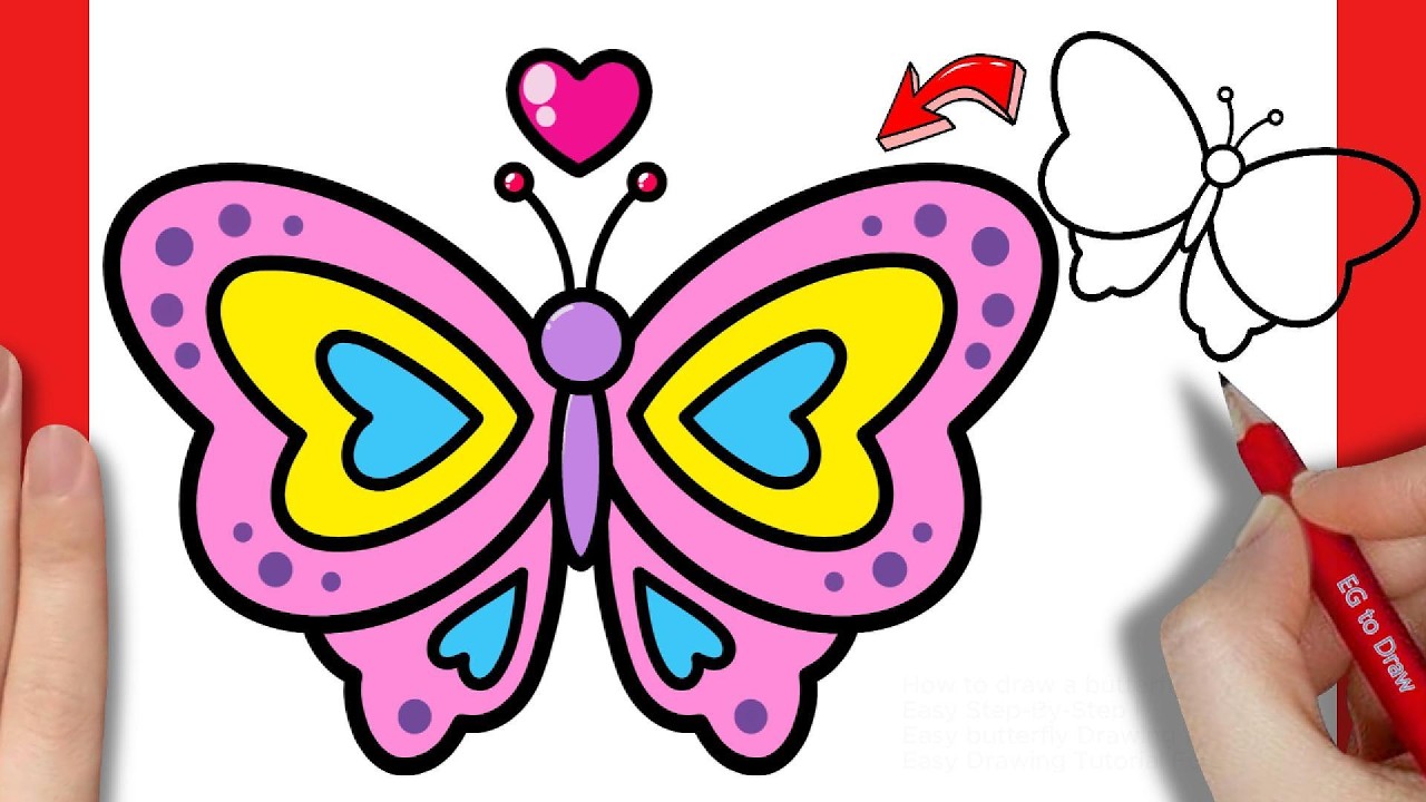 How to draw a Butterfly Easy Step-By-Step | Easy Butterfly Drawing Tutorial For Kids & Beginners