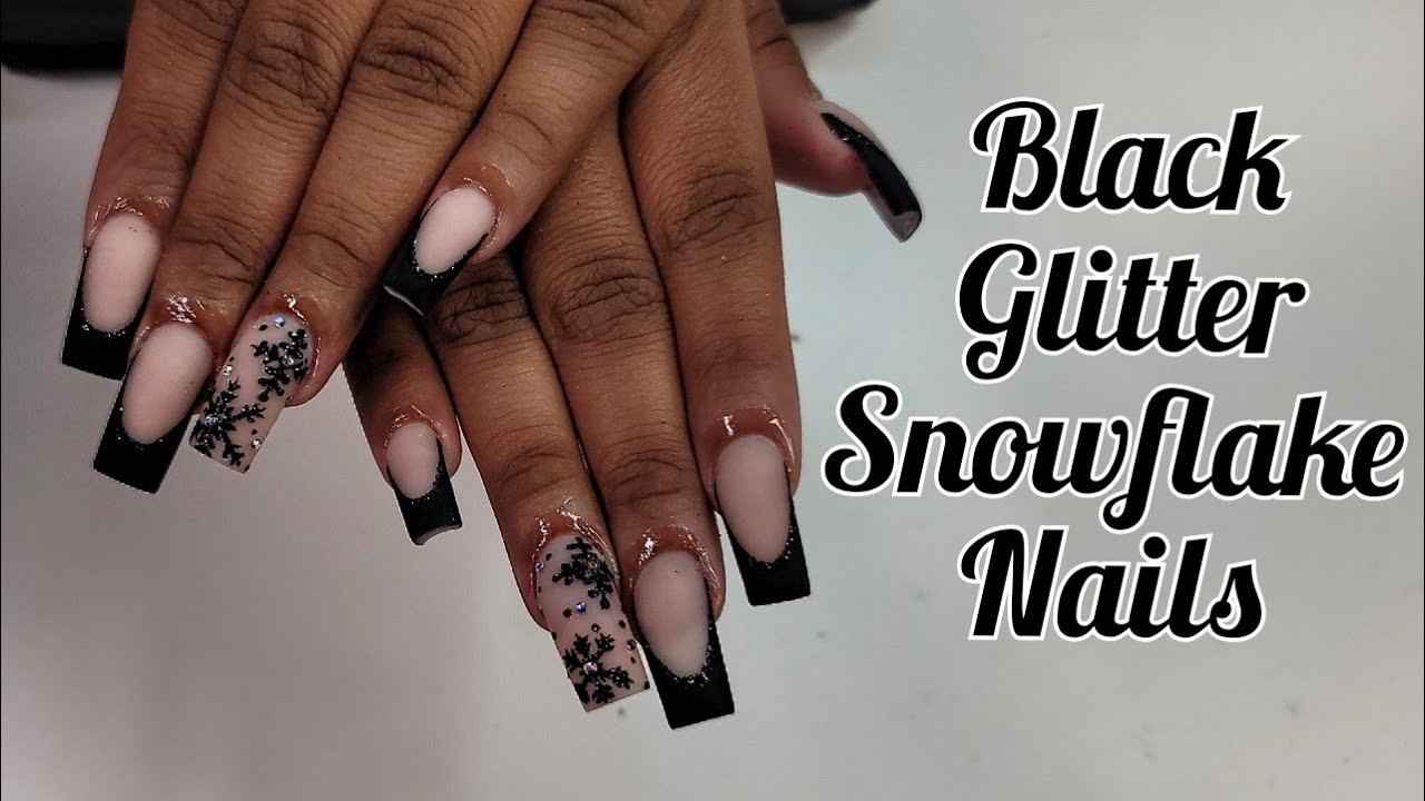 Black Matte Holiday Nails | Client Work | Classic French Acrylic Nails