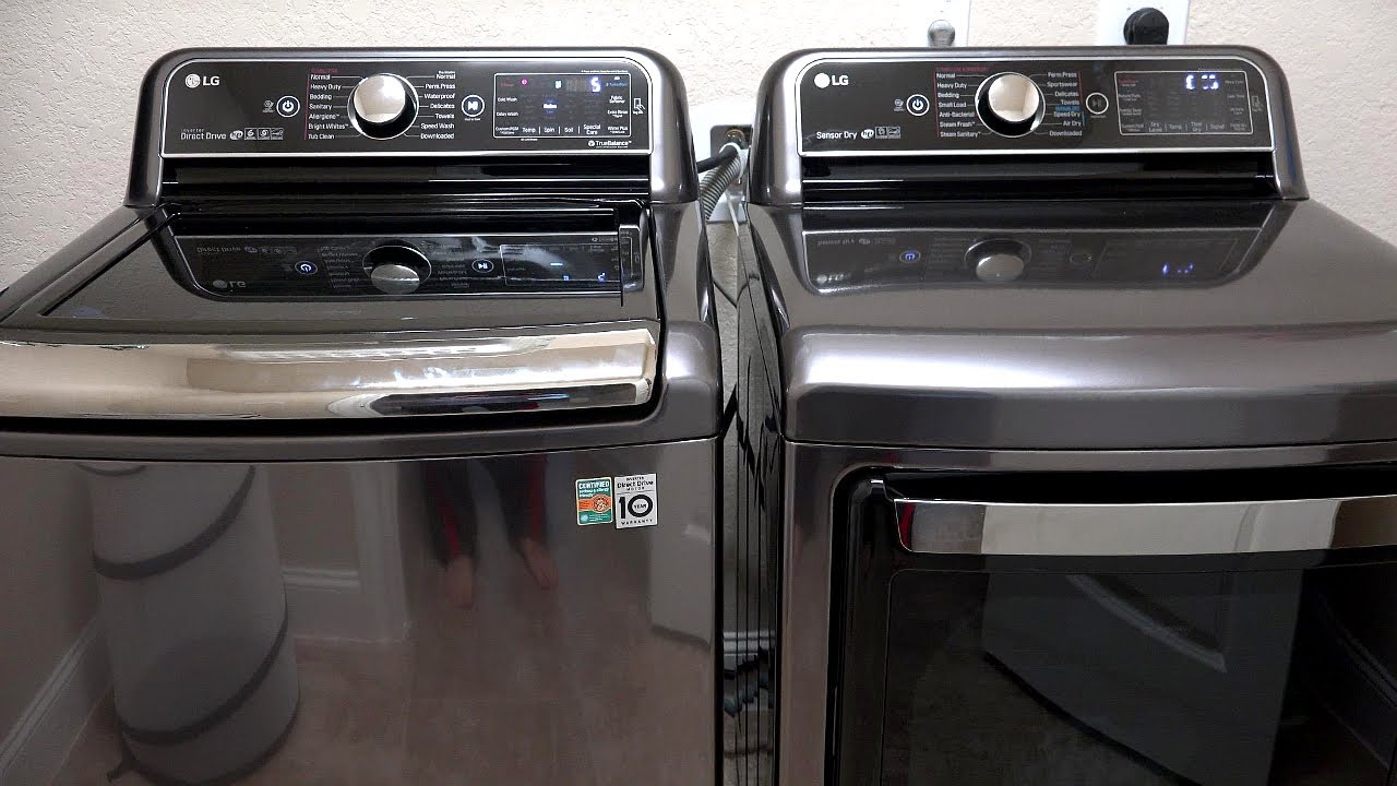 Lg 5 2 Cu Ft Stainless Steel Washer 7 3 Cu Ft Stainless Steel Dryer Review In 4k Youtube