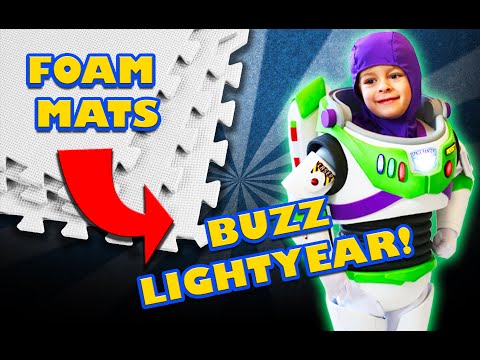 Making a homemade Buzz Lightyear costume out of foam workout mats.