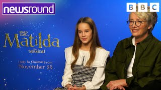 Matilda Stars Alisha Weir & Emma Thompson chat to Ricky | Newsround