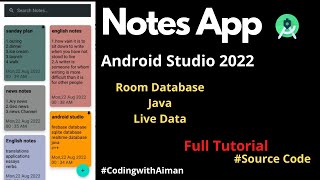 Make a Notes App in Android Studio| 2022|Room Database|Full Tutorial|Full Notes App with Source Code