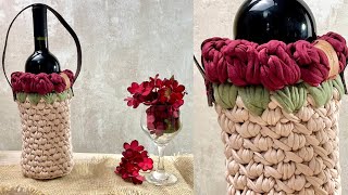 Porta garrafas em crochê /Porta vinho de croche em tulipa /Wine bag crochet/ Porta Botella a crochet