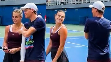 Sinner Comes to Sabalenka’s Practice & Shows Love to Her | US Open 2025