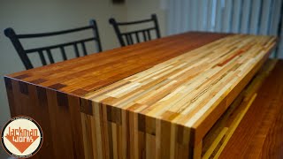 Pallet Wood Butcherblock Countertop that Pivots! (bar top ➔ dining table)