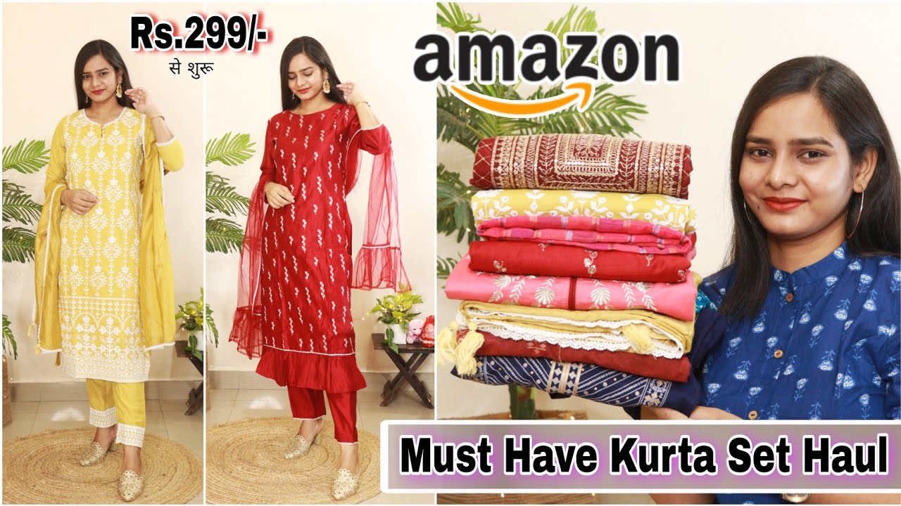 Chandrakala Women's Faux Georgettte Tunic Top 3/4th Sleeve Straight Kurti  Kurta,Small,Purple (K161PUR1) at Amazon Women's Clothing store