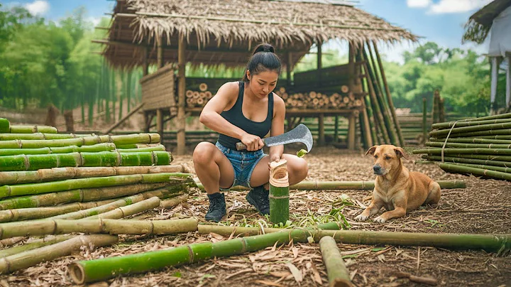 TIMELAPSE - Building a Jungle Kitchen & Natural Water Filter | Peaceful Alone Life in Bamboo Cabin