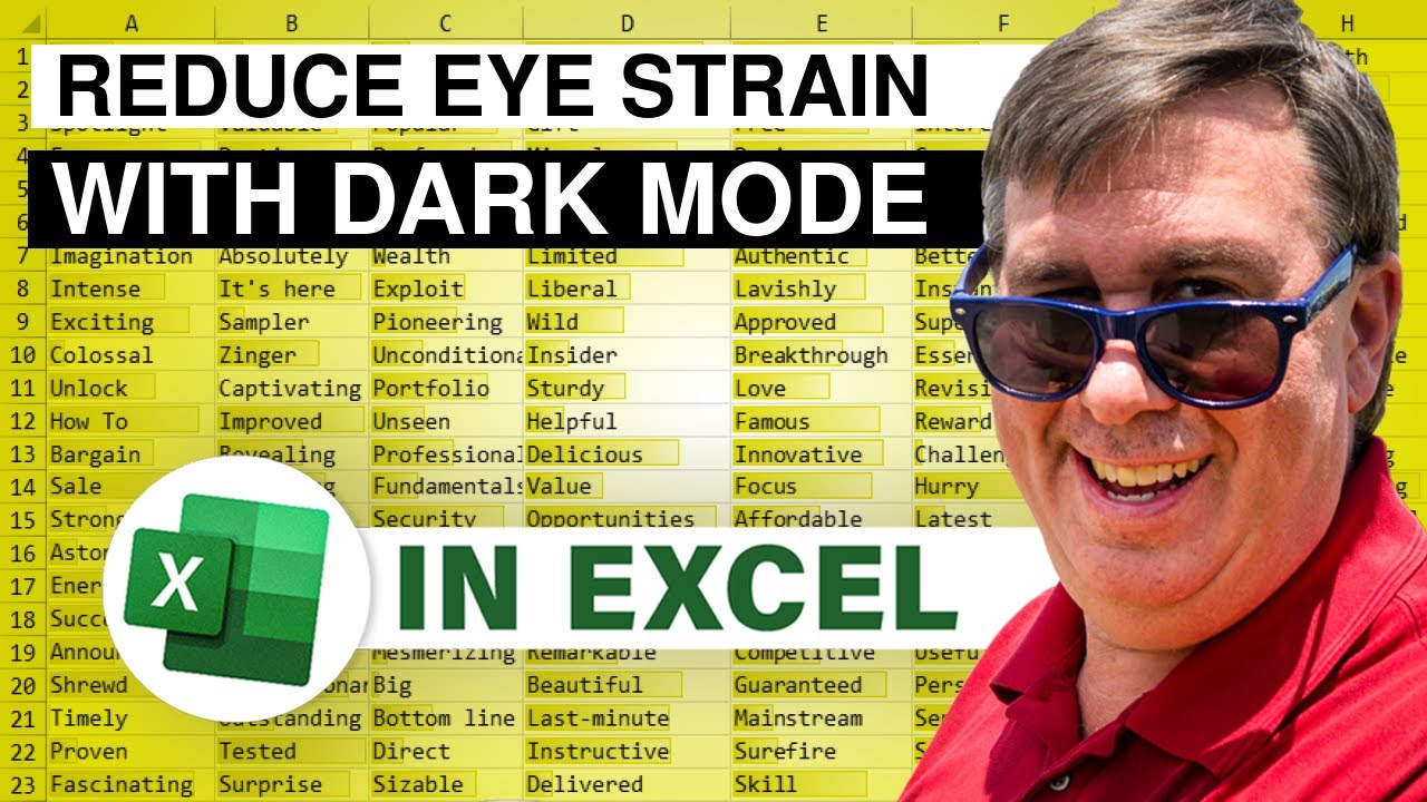 Excel - Excel Dark Mode For Reducing Eye Strain - Episode 1963 - YouTube
