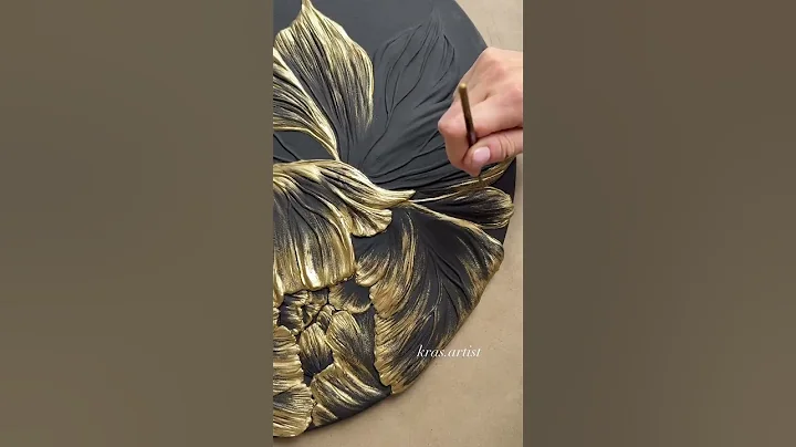 Stunning Textured Floral Art with Gold Leaf Finish ❤️✨#art #goldleaf #sculpture #trending #shorts