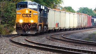 CSX Trash Train Rounds Hairpin Curve. Local Train Blocks My View. Fast NS Van Train and More Trains!