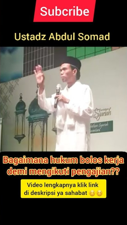 Hukum bolos kerja demi ikut kajian || Ustadz Abdul Somad #uas lengkap》 https://youtu.be/b7RFqLW5-P8