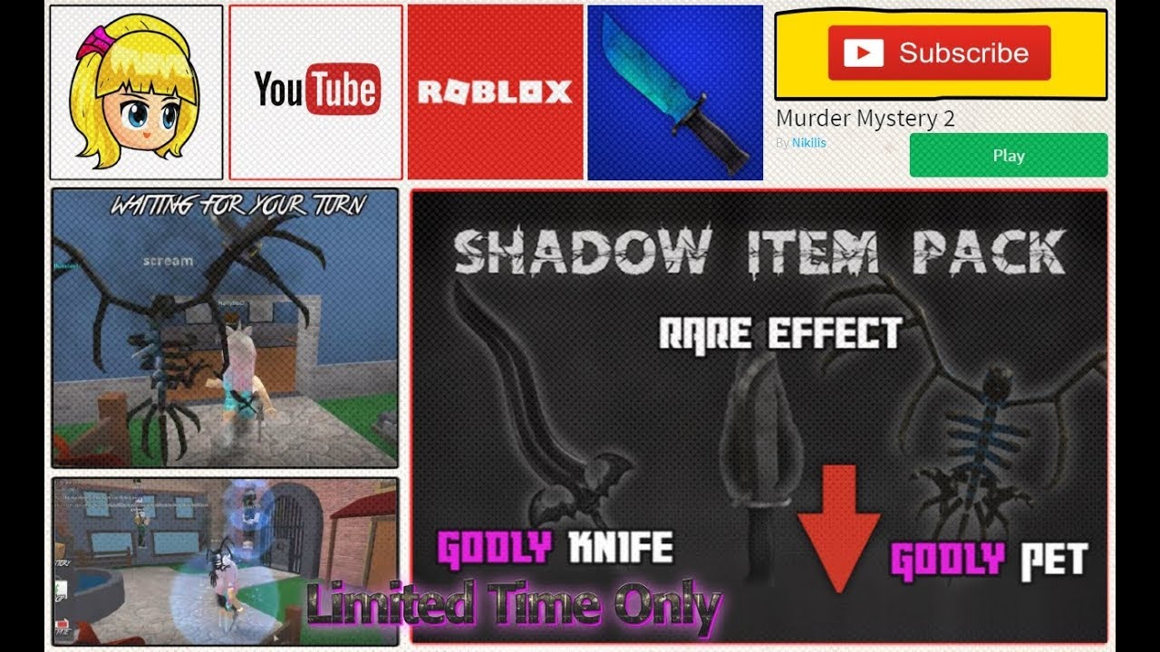 Murder Mystery 2 I Bought The Shadow Item Pack Trying Them Out Roblox Youtube - shadow item pack roblox