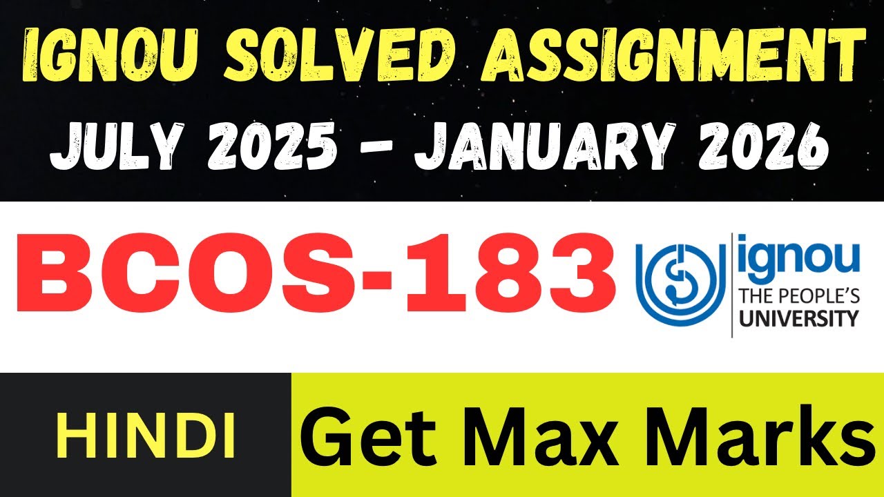 BCOS 183  solved assignment 2026 ll Hindi Medium ll JUL25-JAN26