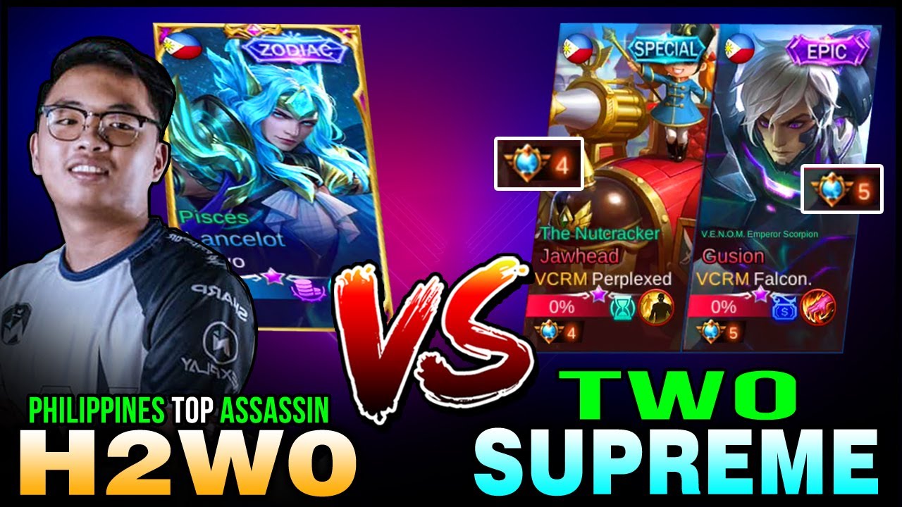Philippines Fastest Hand Speed Assassin vs. Two Supreme in Rank | H2wo Gameplay ~ Mobile Legends