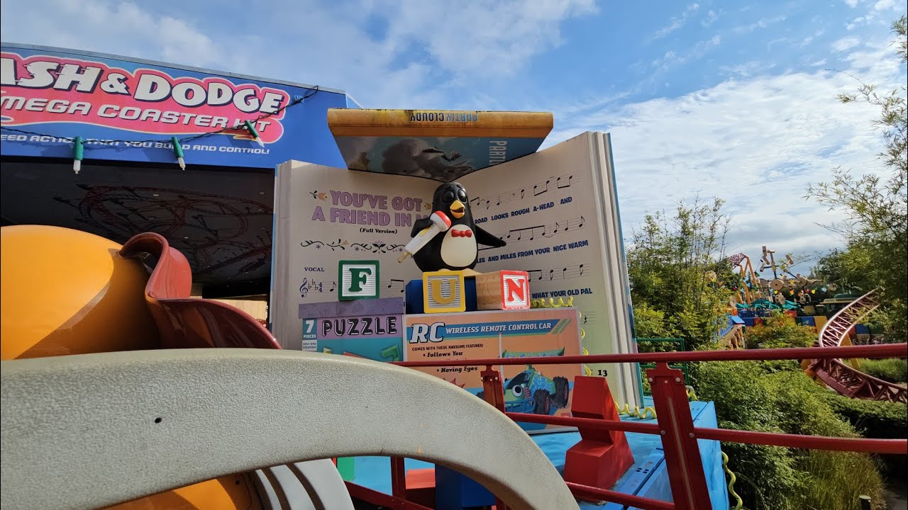 Riding on Slinky Dog Dash roller-coaster at Disney's Hollywood Studios 