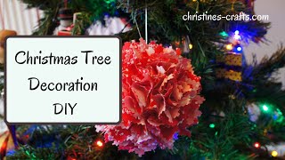 DIY CHRISTMAS TREE DECORATION Stylish Xmas Bauble made from Fabric and a Polystyrene Ball