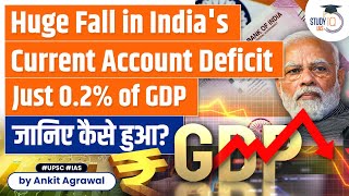 India's Current Account Deficit Decreases to 0.2% of GDP, Trade Gap Shrinks: RBI Report | UPSC GS 3