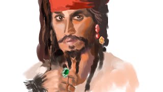 Procreate Speed Drawing Johnny Depp - Pirates of The Caribbean - Captain Jack Sparrow