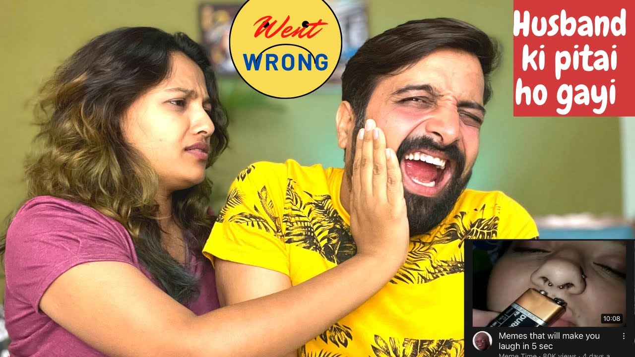 WHY I SLAPPED my HUSBAND // Try Not To Laugh Challenge // Meme Time | Funkie Couple