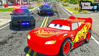 TROLLING COPS WITH LIGHTNING McQUEEN! (HIGH SPEED) | Farming Simulator 22 screenshot 4