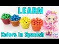 Learn Colors Spanish w/ Shopkins Shoppie Bubbleisha &amp; CoolToys