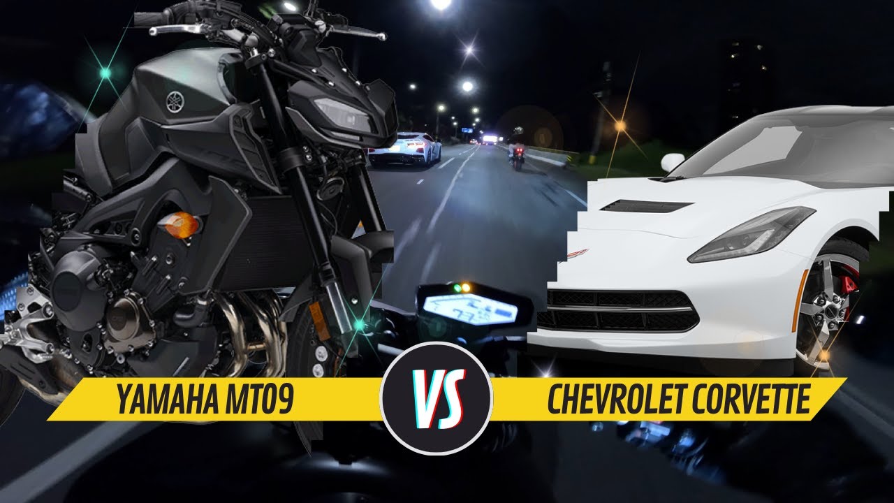 Yamaha MT09 vs Corvette 🔥 | Noche 4K 🌴🌴