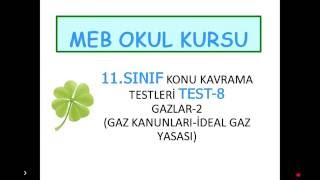 MEB Okul Kursu 11.Sınıf Kimya K.Kavrama Test-8 Gaz Kanunları