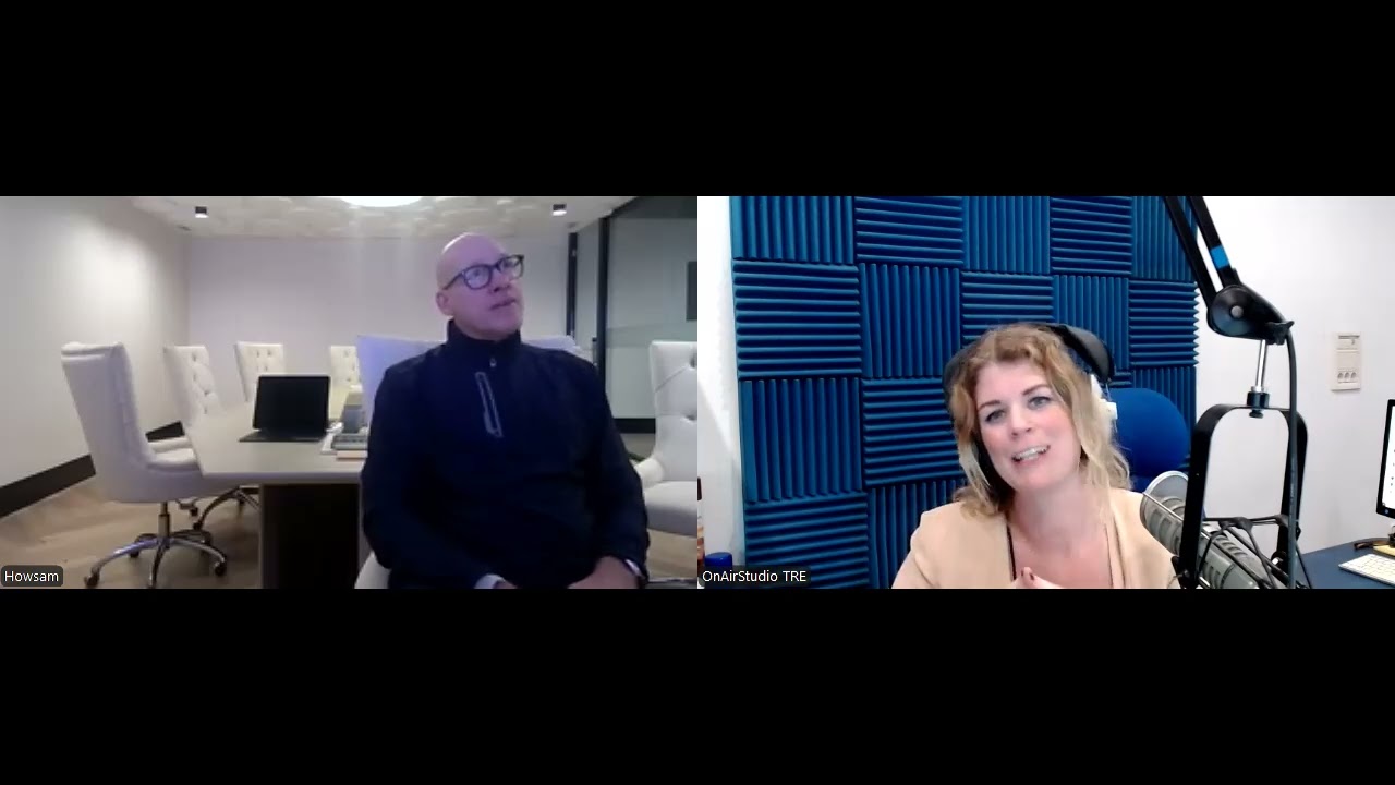 TRE's Anna Glowinski in discussion with Ryan Howsam on the Marbella Legends golf tournament