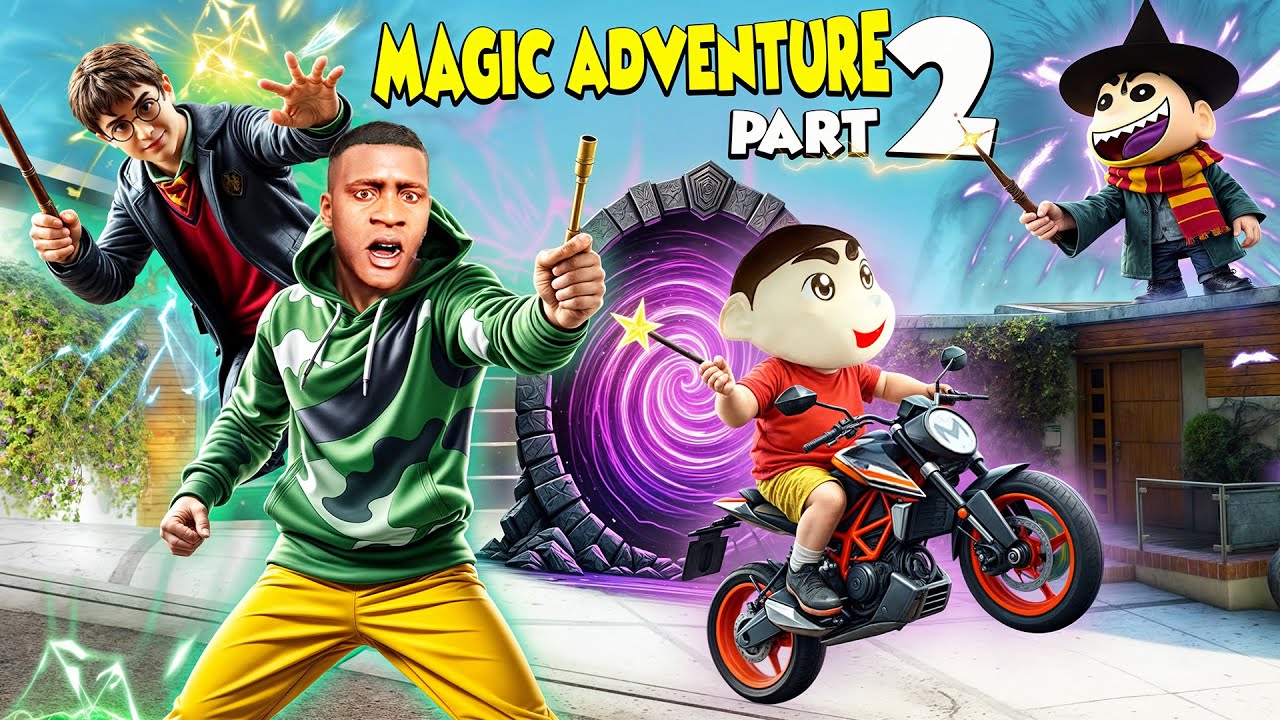Franklin and Shinchan Team Up with HARRY POTTER for a Magic Battle in GTA 5! ✨⚡