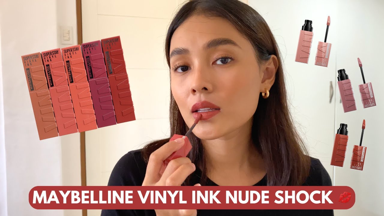 Maybelline Vinyl Ink Nude Shock Swatches 💋 - YouTube