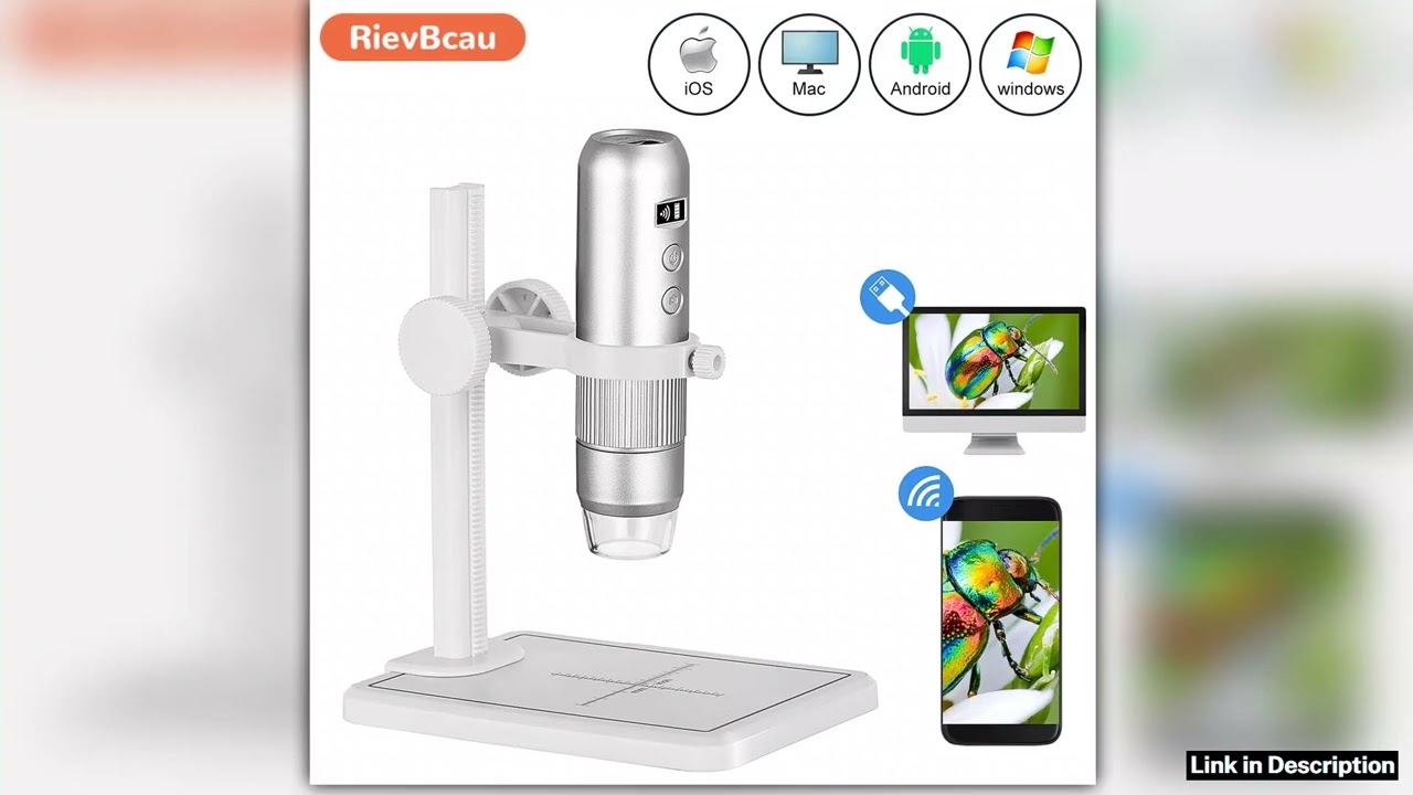 Wireless Handheld Digital Microscope 1000X Portable USB WiFi Microscopes MS4 Magnifier With 8 LED B