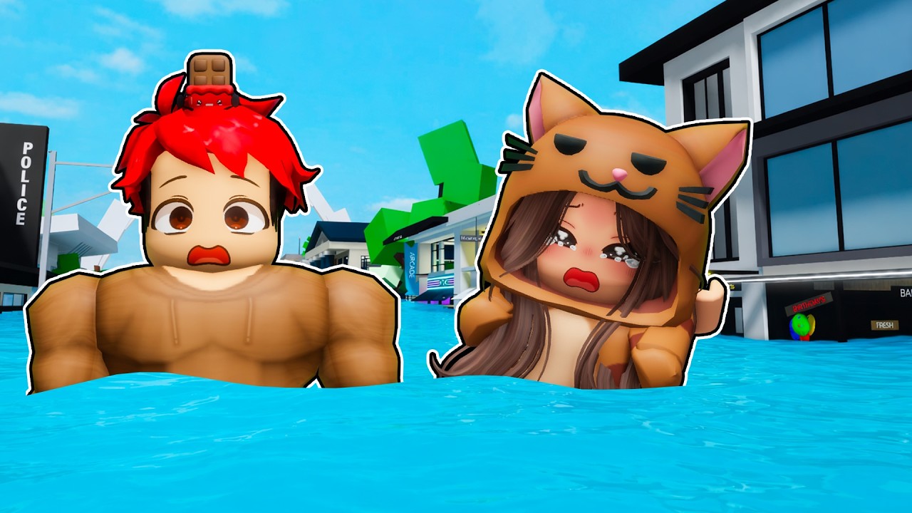 SOBREVIVIMOS a la INUNDACIÓN de BROOKHAVEN con MANDARINA en Roblox