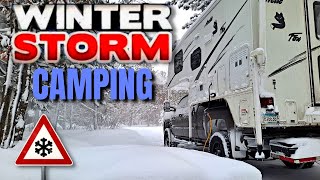 Truck Camping in a Snowstorm, 13" of snow! Custom built Rotisserie