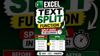 Excel TEXT SPLIT Function | Split Data in Seconds #excelhindi #exceltips #exceltricks #datacleaning