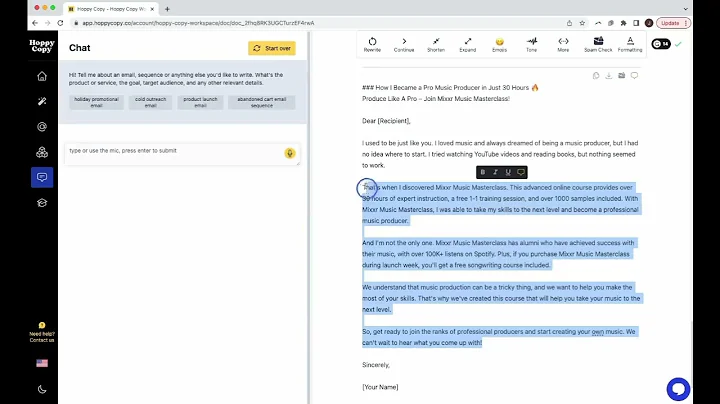 Revolutionize your email marketing with Hoppy Copy AI Chat!