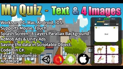My Quiz - Text & 4 Images (Unity Complete Project + AdMob Ads & Unity Ads)