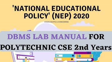 DBMS Lab Manual for 2nd years in Polytechnic college, under new education policy