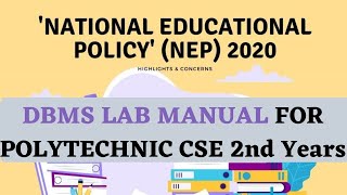 DBMS Lab Manual for 2nd years in Polytechnic college, under new education policy