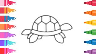 How To Draw Turtle Drawing, Painting &amp; Coloring For Kids and Toddlers_🌈🎨@TenMinuteDrawing