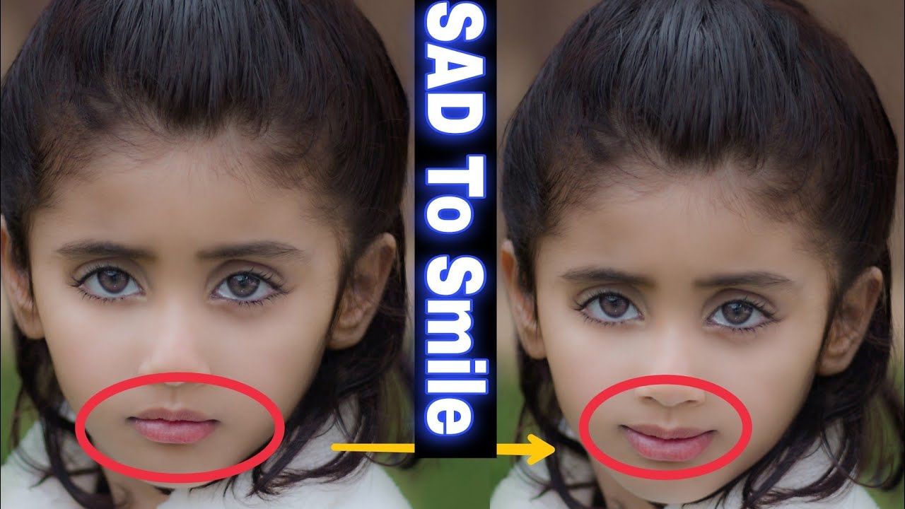 How to make someone smile with Photoshop - Photoshop tutorial|| Ps sad face to smile face convert