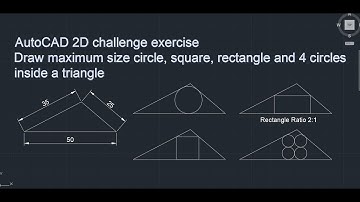 AutoCAD 2D tutorial challenge exercise Draw maximum size square inside a triangle