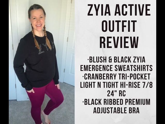 ZYIA Active Review: ZYIA Emergence Sweatshirts & Cranberry Tri-Pocket LnT  leggings 