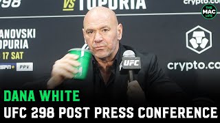 Dana White talks Alex Volkanovski KO; Announces UFC 300 Main Event | UFC 298 Post Press Conference image