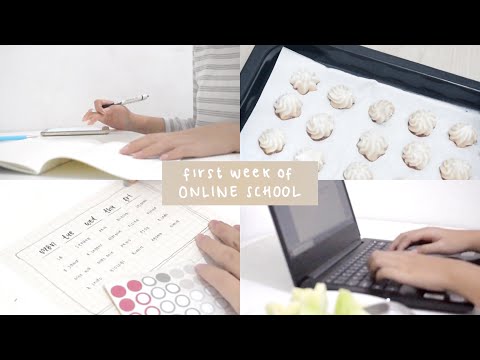 eng/indo) first week of online school📔 : study, making meringue | study vlog #02