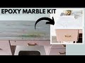I Tried An EPOXY Countertop Marble Kit On Furniture // Glam Desk Makeover