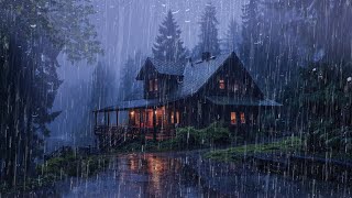 HEAVY RAIN on Roof for Deep Sleep & Insomnia Relief - Night Thunderstorm for Insomnia, Study, Relax